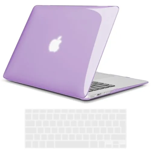 TECOOL Hülle Kompatibel mit Alten MacBook Air 13 Zoll 2010-2017 (A1466 A1369), Ultradünne Schutzhülle Hartschale Case mit Tastaturschutz (EU Layout), Kristall Lila