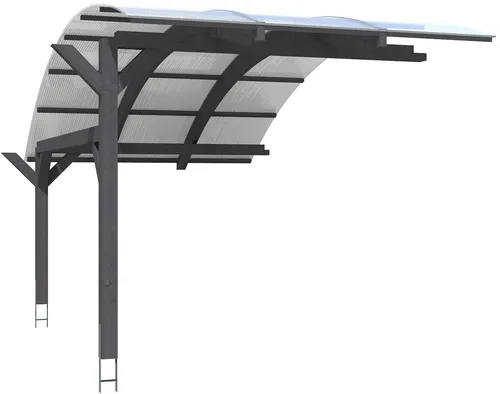 Skanholz Einzelcarport Schwaben Erweiterung 299x630 cm - Carport Erweiterung aus hochwertigem Leimholz mit 16 mm Polycarbonat-Doppelstegplatten für hohe Stabilität und UV-Schutz.
