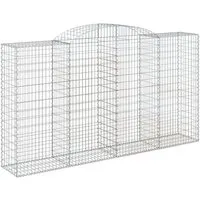 vidaXL Gabione mit Hochbogen 300x50x160/180 cm - Dekorative Gabione aus verzinktem Eisen, ideal als schalldämmende Gartenbarriere. Langlebig und stabil, einfach mit Steinen zu befüllen.