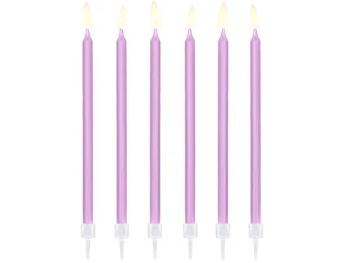 partydeco Geburtstagskerze, Geburtstagskerzen mit Halter 12.5cm flieder 12er Set