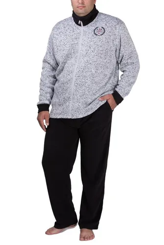 SLOUCHER Fleece Anzug Hausanzug für Herren in Übergröße - grau-melange, Größe: 5XL - Schlafanzüge für Herren, hoher Tragekomfort dank weichem Fleecematerial und praktischen Reißverschluss, ideal für entspannte Abende zu Hause.