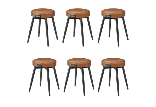 VASAGLE Sitzhocker EKHO Series, 6er Set, Kunstleder, 48,2 cm hoch, karamellbraun - Stylisches 6er Set Sitzhocker aus Kunstleder, ideal für Esszimmer und Küche. Robuste Verarbeitung und modernes Design sorgen für eine einladende Atmosphäre.