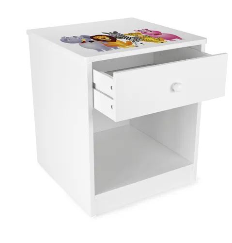 Nachttisch aus Holz - Animals - Nachtschrank mit Schublade für Kinder 22b