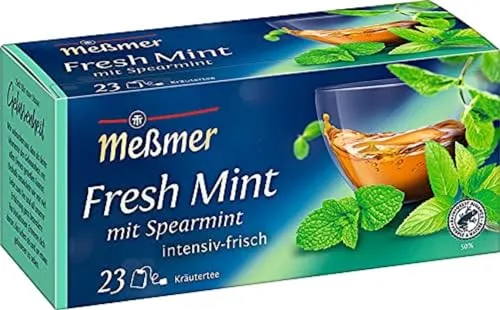 Meßmer Fresh Mint mit Spearmint | 23 Teebeutel | Intensiv-frisch | Vegan | Glutenfrei | Laktosefrei
