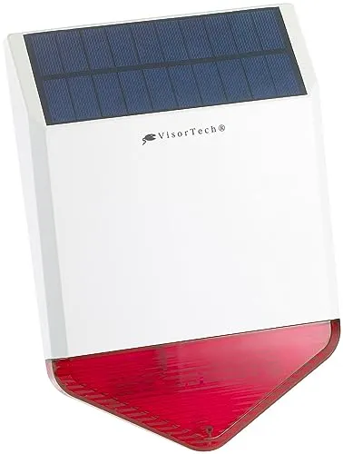 VisorTech Alarmsirene: Autarke Solar-Funk-Alarmanlage mit Sirene und Licht-Warnsignal, 110 dB (Alarmanlage Außensirene, Alarmanlage Netzwerk, Überwachungskamera Set)
