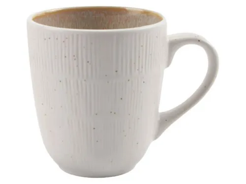 HIT Trading Tasse TIZIANA, Kaffeetasse, Beige, Weiß, 300 ml, 1-tlg., Steingut