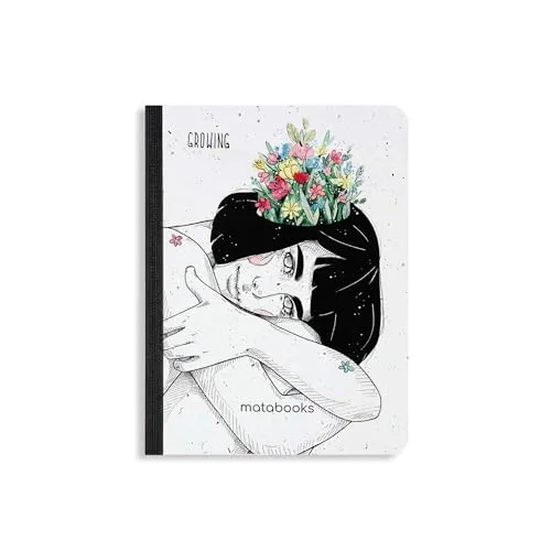 Matabooks, nachhaltige und vegane Notizbücher A6 aus Graspapier, Samenbuch, 108 blanko Seiten, Natur, Handmade, Made in Germany (Growing)