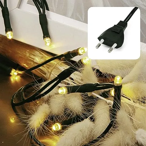 hellum Lichterkette 100 LED, 14,85m Länge, Lichterkette innen, klassisch warmweiß, <59lm, grün mit Stecker, für Weihnachtsbaum 579345