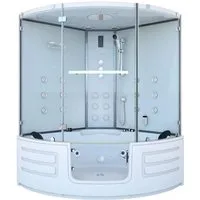 Dampfdusche Whirlpool Dusche Duschkabine K70-WS-TH 150x150cm - Weiß - Dampfduschen mit 3 in 1 Funktion: Whirlpool, Wanne und Dusche. Hochwertige Materialien und einfache Montage. Genießen Sie Wellness mit Massagedüsen und LED-Beleuchtung.