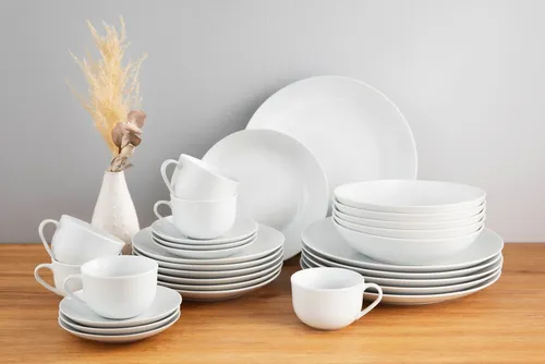 my home Kombiservice Angi (30-tlg), 6 Personen, Porzellan, Geschirr-Set, harmonische, trendige Coupeform