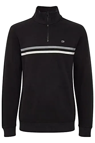 Blend Jannes Troyer Herren Sweatshirt Pullover Sweater mit Stehkragen aus 100% Baumwolle, Größe:M, Farbe:Black (194007)