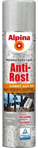 Alpina 3in1 Metallschutzlack Spray 0,4L in silber hammerschlag