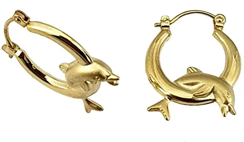 Ohrringe Creolen Delfin Gold 333 Delphin Kinderohrringe 8 Karat Gelbgold