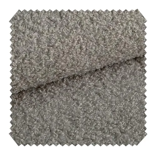 novely® CENTRO Kuschelweicher Bouclé-Stoff, voluminöser Möbelstoff, wasserabweisender und UV-beständiger Polsterstoff, Meterware 1 lfm | Farbe: 03 Graubeige