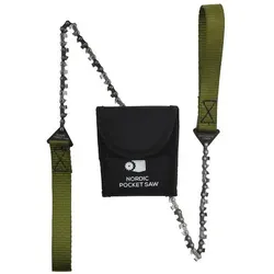 NORDIC POCKET SAW Hand-Ketten-Säge green - Hochwertige Hand-Kettensäge für Bushcraft und Survival, mit 33 gehärteten Kettengliedern für effizientes Sägen von dicken Stämmen. Klein verpackbar und ideal für Outdoor-Aktivitäten.