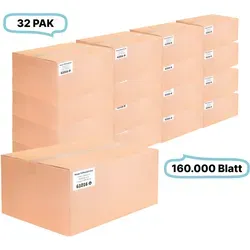 Falthandtücher 25x23cm - 32 Pakete Recycling-Krepp - Hygieneartikel: 160.000 Blatt aus natur Recyclingpapier, Blauer Engel zertifiziert, ideal für Bildungseinrichtungen, Gastronomie und Gesundheitswesen.