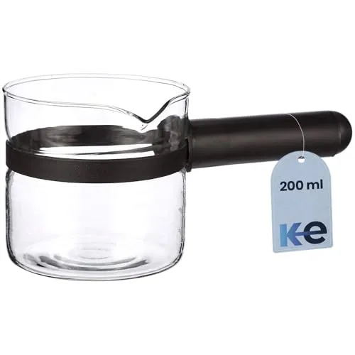 Anakel Home Glaskanne für Kaffeemaschine Kompatibel mit Espressomaschinen | Universelle Glaskanne | Hitzebeständiges Glas, langer Griff, mikrowellengeeignet, 200 ml