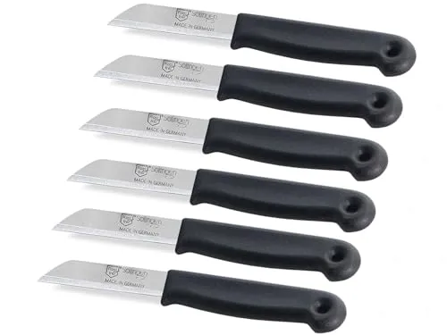 Schälmesser Set Gemüsemesser aus Solingen Kleines Küchenmesser Made in Germany Allzweckmesser mit Scharfem und Präzisem Schnitt aus Rostfreiem Edelstahl in Klein und Groß Schwarz (6, Kurz)