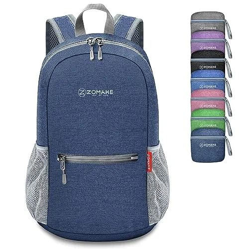 ZOMAKE Faltbarer Rucksack Klein Ultraleicht,10L Wanderrucksack Kleiner Leicht für Damen Herren,Reise Mini TagesrucksäCke Faltbar für Kinder und Jugendliche(Saphirblau)