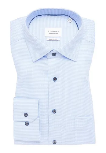 ETERNA Comfort Fit Business-Hemd mit Brusttasche in Bleu, Größe 41 - Herrenhemd aus 100% Baumwolle für hohen Tragekomfort, mit elegantem Kentkragen und praktischer Brusttasche – perfekt für einen lässigen Business-Look.