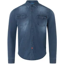 Timezone Herren Stretch Denim Shirt Hemd, Light Indigo wash, L - Herrenhemden, komfortabler Stretchstoff für optimale Bewegungsfreiheit und lässigen Look