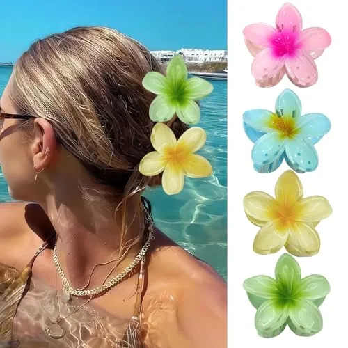 Stück Haarklammer Blume,Egg Flower Hair Claw Clips,rutschfeste Haarklammern für Frauen, modisches Haar-Zubehör,Blütenblatt Design,Haarclips für Frauen und Mädchen,4 Farben 4