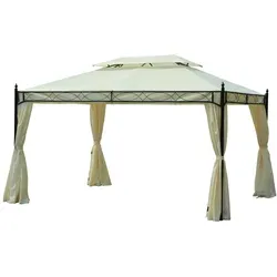 Outsunny Luxus Pavillon 300x400 cm - Cremeweiß - Pavillon für Garten und Terrasse, mit pulverbeschichtetem Stahlgestell und schwerem Polyester-Doppeldach für optimalen Schutz vor Regen und Sonne.
