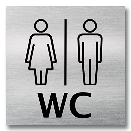 Türschild Schild WC Damen Herren 12cm x 12 cm groß Toilette Klo (Aluminium gebürstet Damen und Herren)