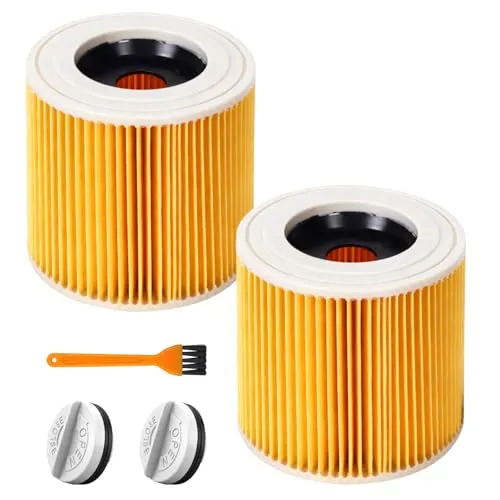 Xiqiggi 2 Stück WD3 Filter Gilt für Kärcher Staubsauger WD3, WD2, WD1, MV3, MV2, A, K, KNT, NT, SE, VC Patronenfilter Ersatzfilter Staubsaugerfilter Staubsauger Filter 6.414-552.0/64145520