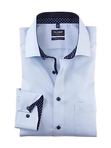 OLYMP Herren Businesshemd Langarm Luxor,Einfarbig,modern fit,Global Kent,bleu 11,46