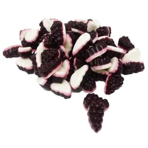 Fruchtgummi Trauben dunkelrot mit rosa Schaumzuckerboden 300g