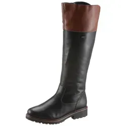 Remonte Hochschaftstiefel - Nachtschwarz/Braun Glattleder Größe 40 - Wanderschuhe mit Remonte-Tex-Membran, wasserabweisend und atmungsaktiv. Individuell anpassbarer Vario-Schaft für optimalen Komfort und perfekten Sitz.