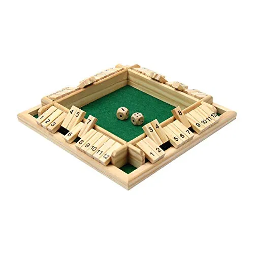 Kitchnexus Deluxe 4-Spieler Shut The Box Holz Tisch Spiel Klassisch Würfelspiel Board Spielzeug (Grün)