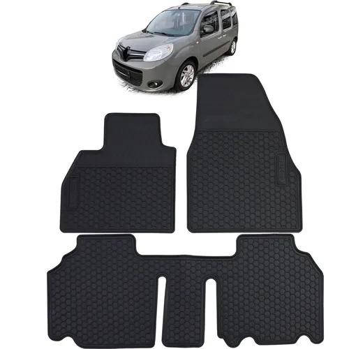 Premium Gummi Fußmatten Set für Renault Kangoo II 2008-2022 - Hochwertige passgenaue Gummi Fußmatten für optimalen Schutz und einfache Reinigung, ideal für den Innenraum Ihres Fahrzeugs.