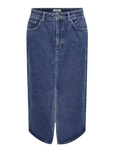 ONLY Damen Röcke 15319268 Medium Blue Denim S - Röcke für Damen, nachhaltig aus recycelter Baumwolle hergestellt, schont Ressourcen und reduziert Abfall – ideal für umweltbewusste Modebewusste.