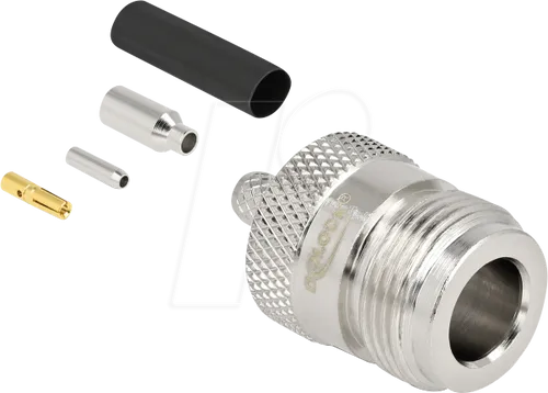 DELOCK 91764 - N Buchse zum Crimpen RG-174 / RG-316 mit passendem Schrumpfschla