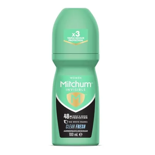 Mitchum Invisible Women 48HR Protection Roll On Deo & Anti-Transpirant, No White Marks, Alcohol Free, Clear Fresh