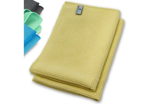 ELEXACLEAN Waffeltuch Trockentuch Mikrofasertuch (Set, 2-tlg., 60x40 cm, streifenfrei, fusselfrei, saugstark)