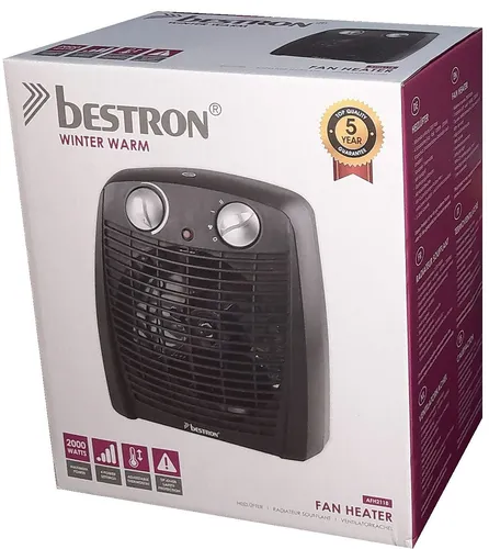 Bestron Heizlüfter AFH211B - 2000 Watt, kompakt und sicher mit Umkippsicherung und Überhitzungsschutz, ideal für Räume bis 20m²