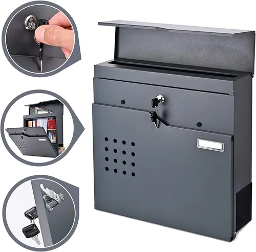 Verda Briefkasten mit Zeitungsfach Postkasten Designer Wandbriefkasten Anthrazit