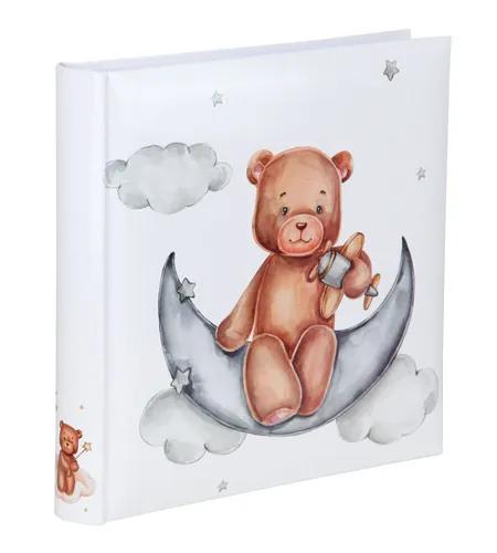 Bear & Moon Fotoalbum 30x30 cm 100 weiße Seiten Baby Kinder Foto Album Fotobuch