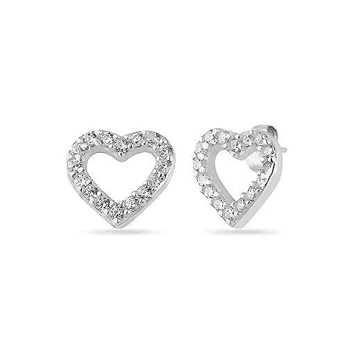 Einzelstück® Herz Ohrringe Silber 925 I Ohrstecker Gold; Rosegold Zirkonia I Echtschmuck I Damen Mädchen Geschenk (Lovely Ohrstecker Silber)
