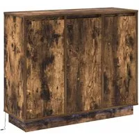 vidaXL LED-Sideboard Geräucherte Eiche 90x32x75 cm