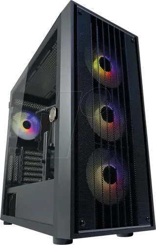 LC-Power Geh Midi 810B - Dark_Crawler_X ATX-Gaming-Gehäuse - ATX-Gehäuse mit elegantem Mesh-Frontpanel und 4 vorinstallierten ARGB-Lüftern für optimale Kühlung und beeindruckende Lichteffekte. Ideal für Gamer mit viel Platz und modernster Konnektivität.