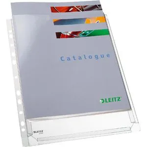 Leitz Prospekthüllen 4756-30-03 Maxi, A4, genarbt, 0,17 mm, oben offen, Dehnfalte, 5 Stück