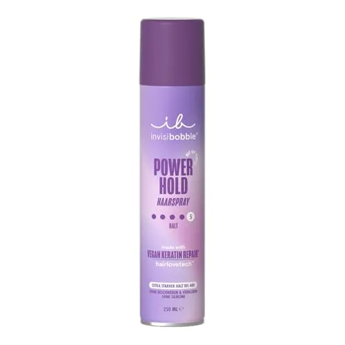 invisibobble Power Hold Haarspray, Extra starker Halt, UV-Schutz, kein Verkleben, vegan, für alle Haartypen, 250ml