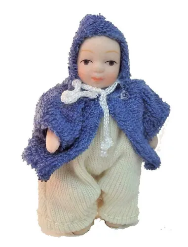 Puppenhaus Baby Junge IN Blau Jacke Miniatur 1:12 Porzellan-Menschen