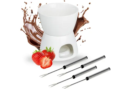 BALOU Fondue Schokoladen Fondue-Set aus Porzellan, 450 ml, 450 l