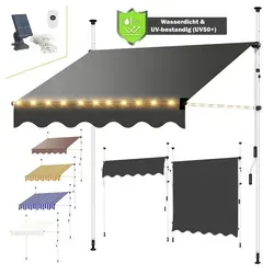 Melko Klemmmarkise mit LED - 350 cm orange - Außenanbau, ideal für Balkon und Terrasse mit gummiertem Standfuß für besseren Halt und integrierter LED-Beleuchtung für stimmungsvolle Abende.