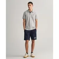 Gant Herren Reg Contrast Pique Rugger Polohemd, Grey Melange, L EU - Poloshirt für Herren, Slim Fit Passform für eine figurbetonte Silhouette und höchsten Tragekomfort, ideal für lässige Anlässe.